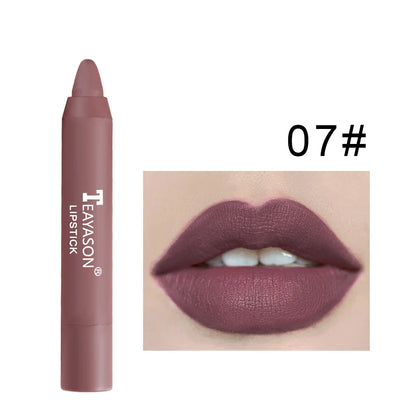 Waterproof Matte Sexy Red Lipstick Pencil Velvet Lipliner Moisturizing Easy Coloring Lipstick Crayon Lasting Makeup 12 Color Lip