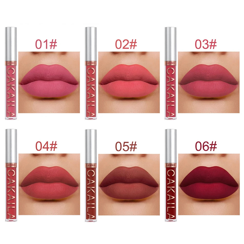 6-pack lip gloss set, long-lasting non stick cup liquid lipstick velvet matte lip gloss