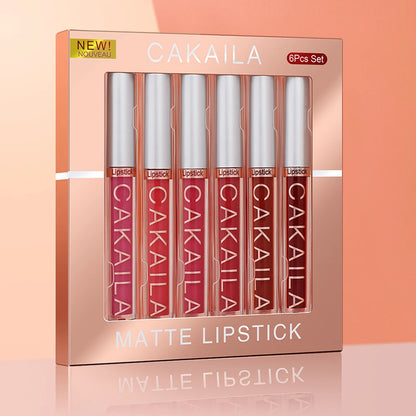 6-pack lip gloss set, long-lasting non stick cup liquid lipstick velvet matte lip gloss