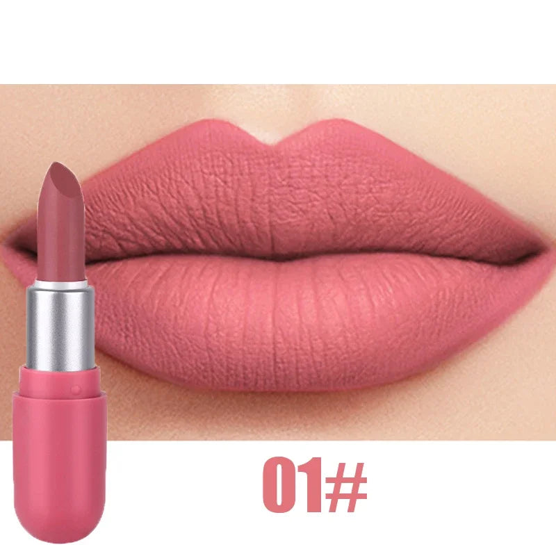 Nude Matte Lipstick Waterproof Non-stick Cup Lip Stick Long Lasting Not Fading Sexy Red Brown Velvet Lipsticks Makeup Cosmetics