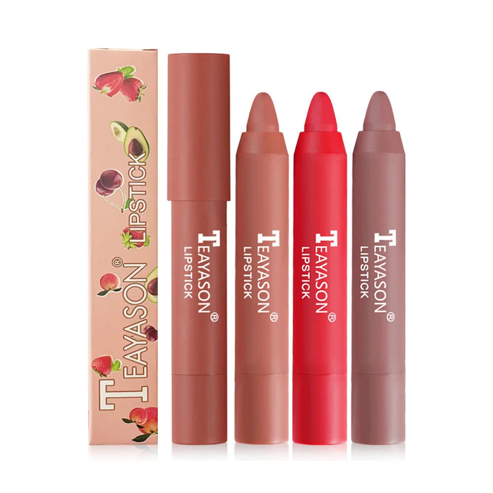 Waterproof Matte Sexy Red Lipstick Pencil Velvet Lipliner Moisturizing Easy Coloring Lipstick Crayon Lasting Makeup 12 Color Lip