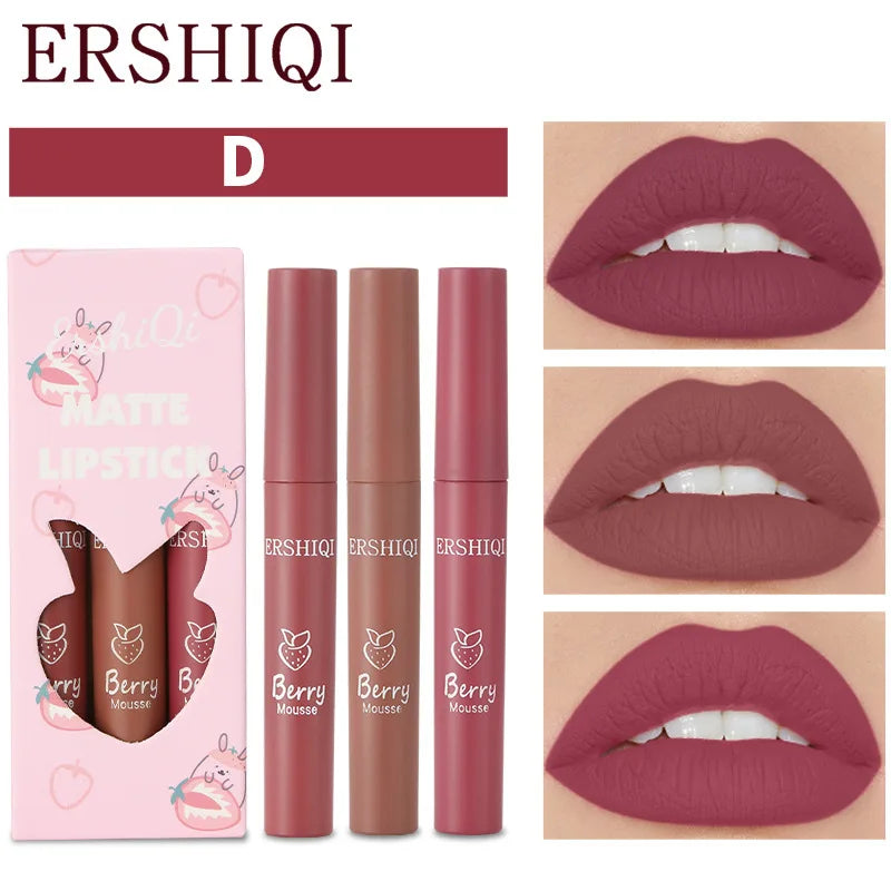 3 PCS Matte Liquid Lipstick 24 Hours Water Resistant Lip Gloss Pack Set Makeup Products Korean Cosmetics Cheap Lip Tint Stain