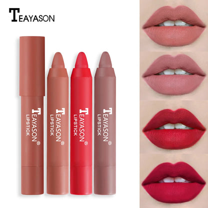 Waterproof Matte Sexy Red Lipstick Pencil Velvet Lipliner Moisturizing Easy Coloring Lipstick Crayon Lasting Makeup 12 Color Lip