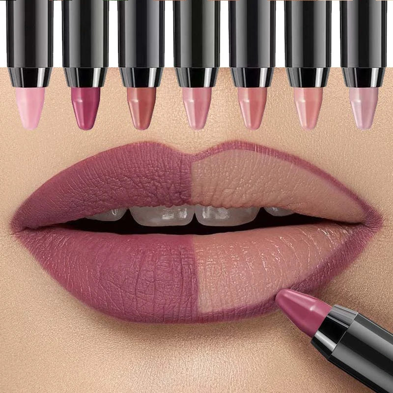 1PC 7 Colors Velvet Matte Lipsticks Pencil Waterproof Long Lasting Sexy Red Lip Stick Non-Stick Cup Makeup Lip Tint Pen Cosmetic