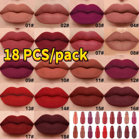 18 Color/set Lipsticks Capsule Pill Lipstick Non-stick Cup Durable Waterproof Lipsticks No Fading Color Easy To Carry Makeup