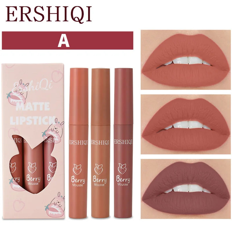 3 PCS Matte Liquid Lipstick 24 Hours Water Resistant Lip Gloss Pack Set Makeup Products Korean Cosmetics Cheap Lip Tint Stain